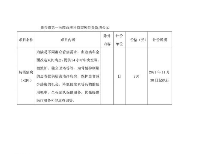 嘉興市第一醫(yī)院血液科特需床位費(fèi)新增公示.jpg